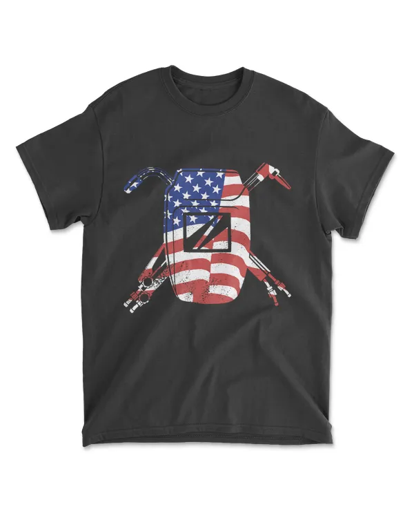 Big USA Flag Patriotic Welder Gift T-shirt For USA Welders T-Shirt
