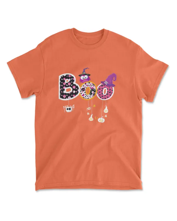 Boo Halloween Costume Spiders Ghosts Pumkin Witch Hat T shirt