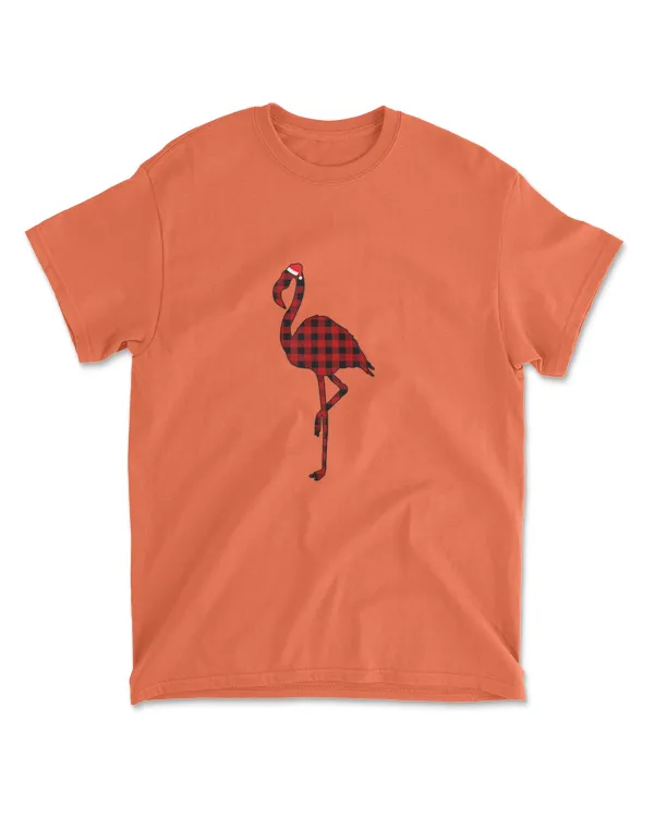 Flamingo Christmas Pajamas Red Plaid Buffalo Xmas Gift Women T shirt