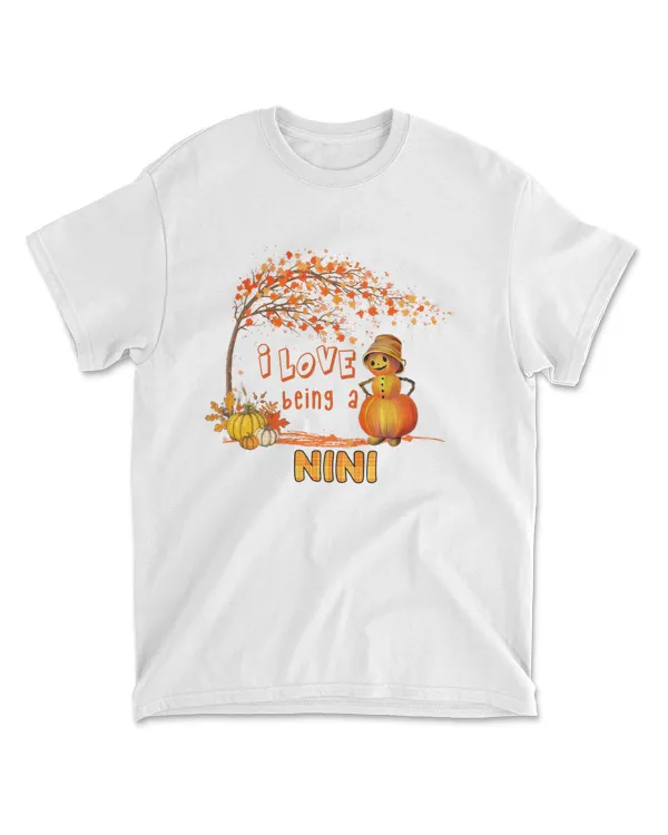 I Love Being A Nini Pumpkin Snowman Halloween Thanksgiving