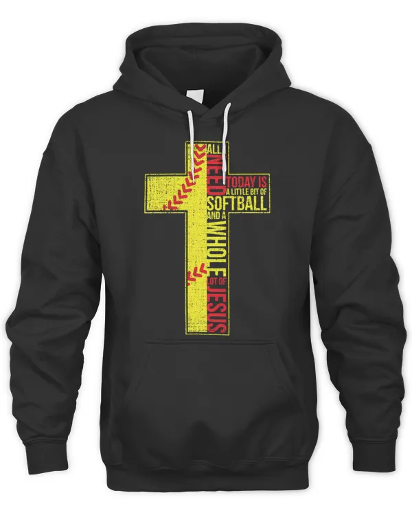 All I Need Is Softball & Jesus Christian Cross Faith T Shirt