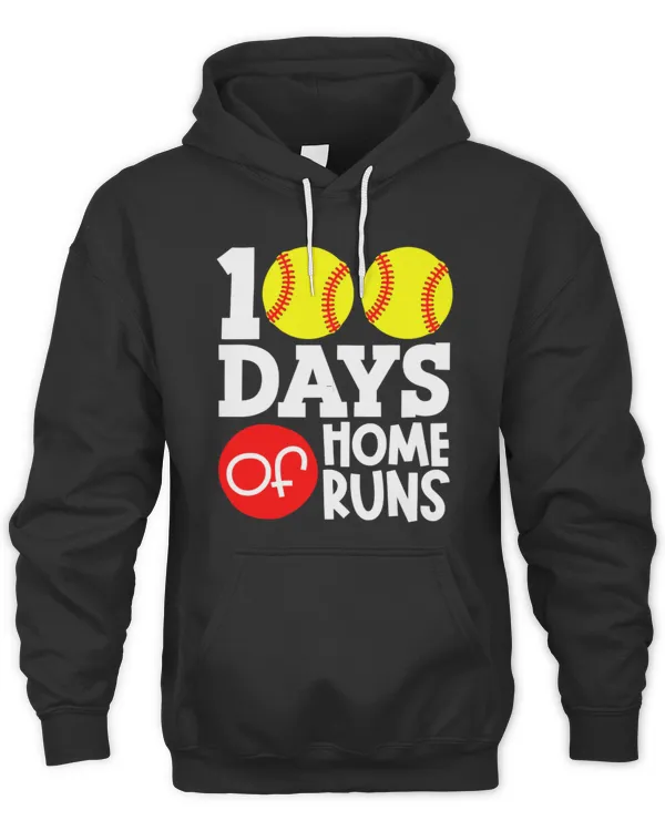 100 Days Of Home Runs School Baseball Softball Boys Girls T-Shirt