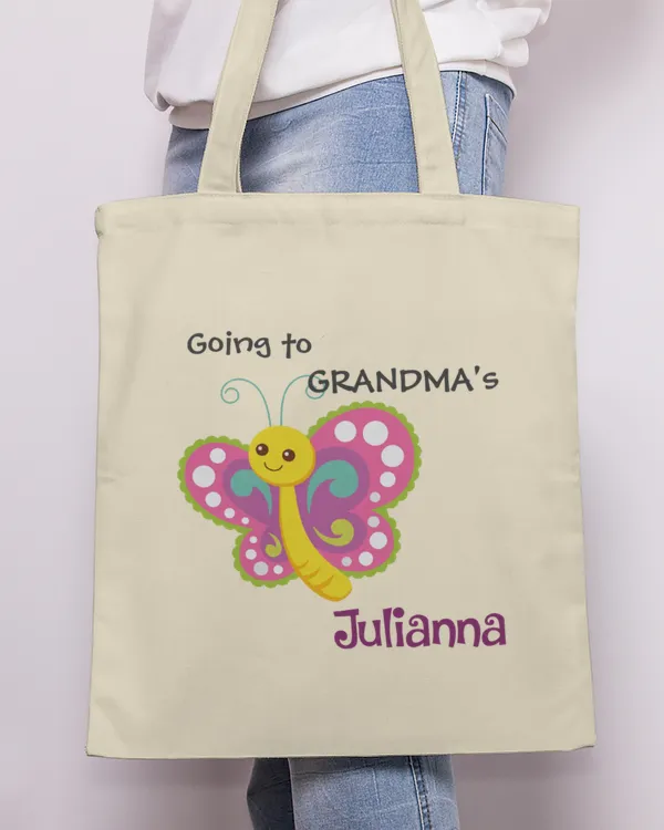 Girls Going to Grandma Overnight Bag - Butterfly