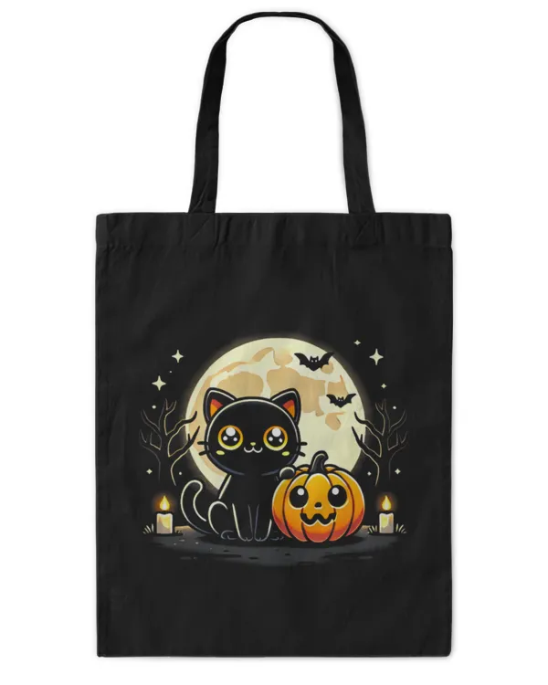 Cute Cat Spooky Cat and Pumpkin Duo halloween 3 - Tote Bag - Printed in the EU Tote Bag - Printed in the EU