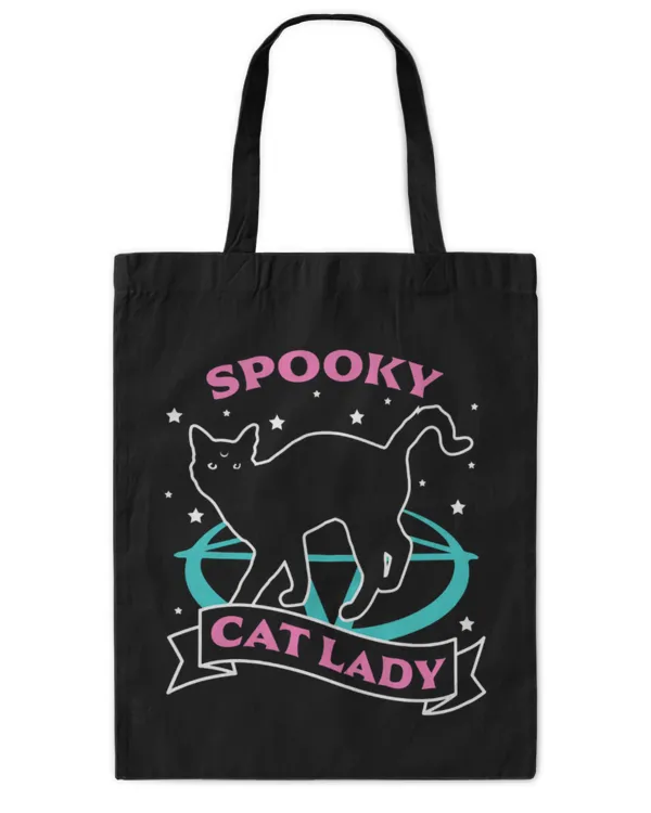 Cute Cat Spooky Cat Lady Pastel Goth Halloween Black Cat Lover - Tote Bag - Printed in the EU Tote Bag - Printed in the EU