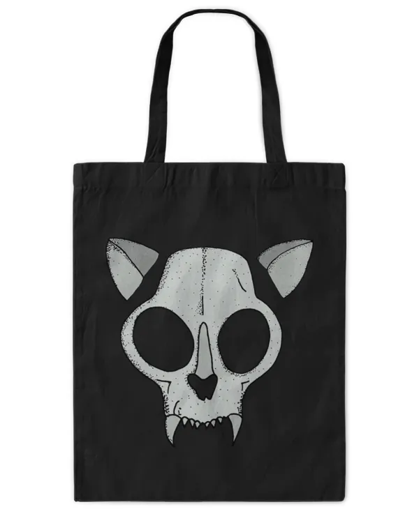 Cute Cat Spooky Cat Skull Halloween Creepy Horror Kitty Skeleton Face - Tote Bag - Printed in the EU Tote Bag - Printed in the EU