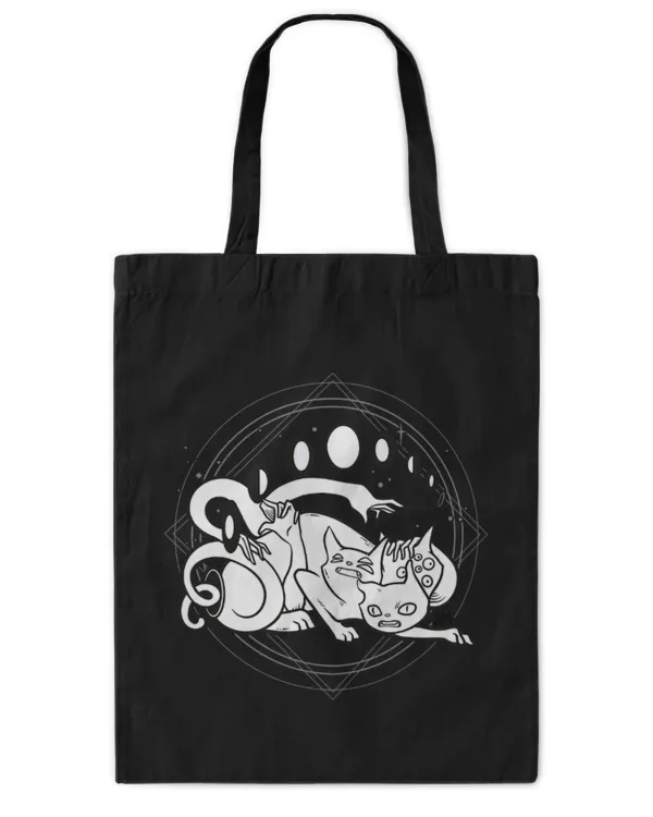 Cute Cat Spooky Cat With Gothic Moon Phases - Tote Bag - Printed in the EU Tote Bag - Printed in the EU