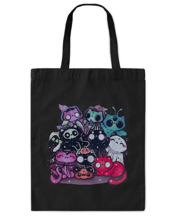 Cute Cat spooky cats pastel goth dark art halloween costume - Tote Bag - Printed in the EU Tote Bag - Printed in the EU