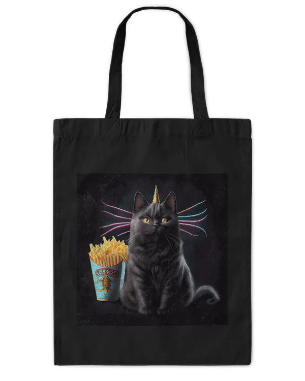 Cute Cat Unicorn French Fries 3 - Tote Bag - Printed in the EU Tote Bag - Printed in the EU