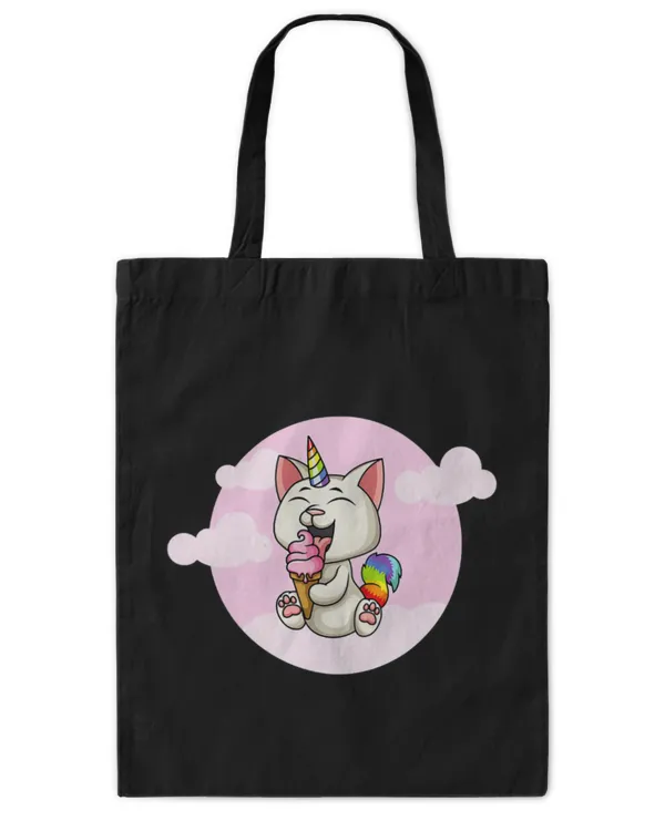 Cute Cat Unicorn Cat Eating Ice Cream Unicorn Pajama For Girls 2 - Tote Bag - Printed in the EU Tote Bag - Printed in the EU