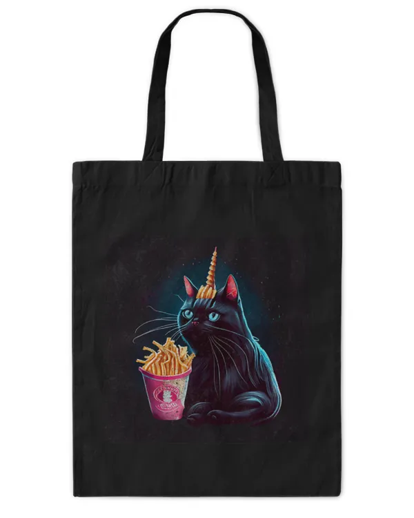 Cute Cat Unicorn French Fries - Tote Bag - Printed in the EU Tote Bag - Printed in the EU