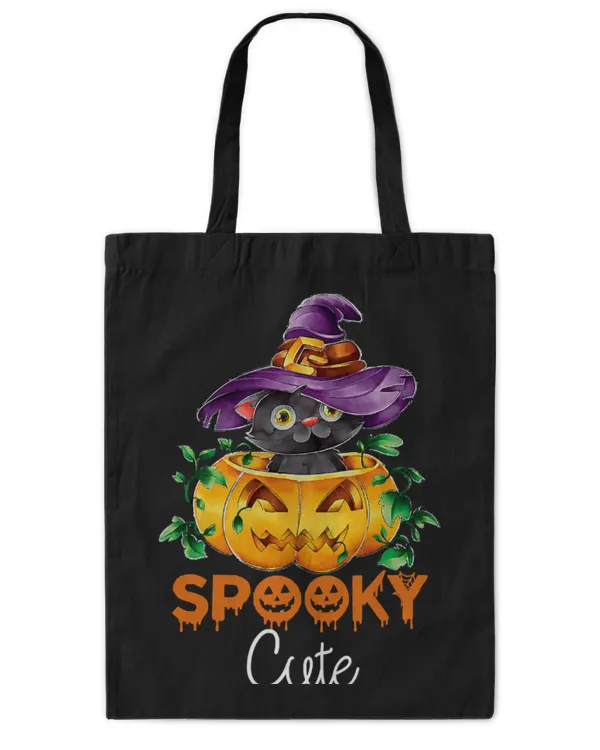 Cute Cat Spooky Cute Happy Halloween Kitten Cat Pumpkin 139 - Tote Bag - Printed in the EU Tote Bag - Printed in the EU