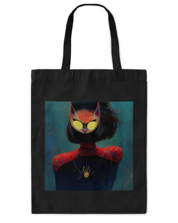 Cute Cat Spooky Fashionista Cat Outfit Portrait Design - Tote Bag - Printed in the EU Tote Bag - Printed in the EU