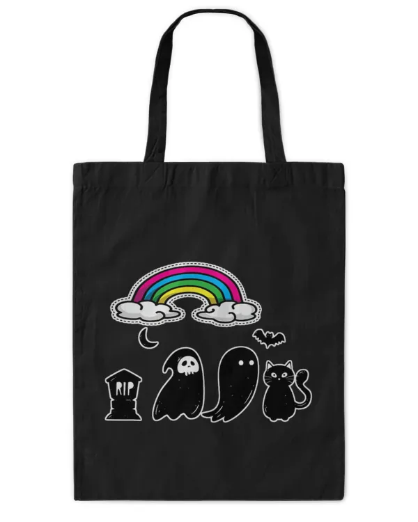 Cute Cat Spooky Fiends Grim Reaper Ghost Black Cat - Tote Bag - Printed in the EU Tote Bag - Printed in the EU