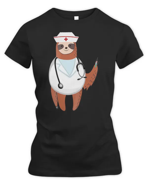 medical scrub top nurses hat wearing sloth  gift