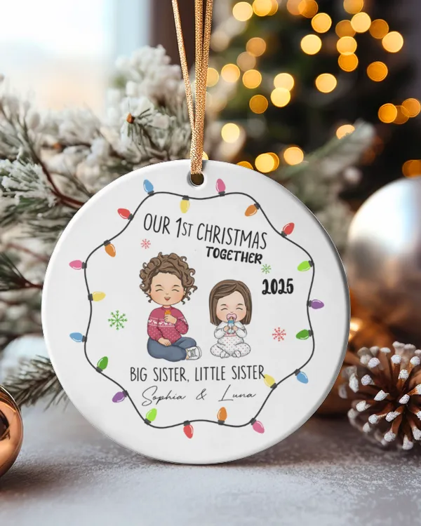Christmas Sister And Brother - Personalized Ceramic Ornament, Gifts For Sister, Gifts Idea For Sister