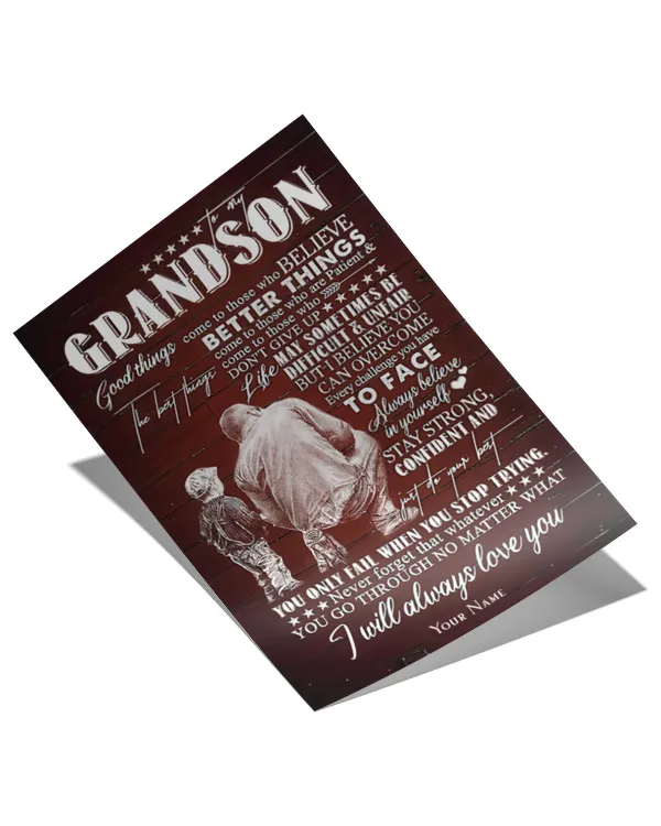 Personalized Name Grandfather to Grandson I Believe You Can Overcome  Poster, Gifts For Grandson, Gifts Idea For Grandson