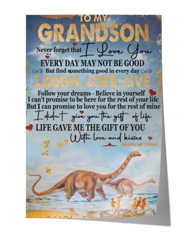 Personalized Name To My Grandson - Laugh, Love, Live - Poster, Gifts For Grandson, Gifts Idea For Grandson