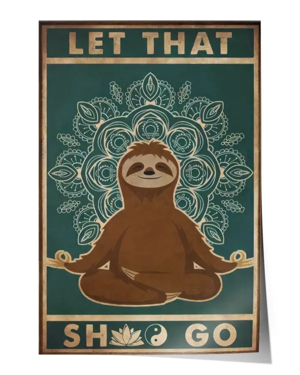 Yoga with Sloth Satin Portrait Poster