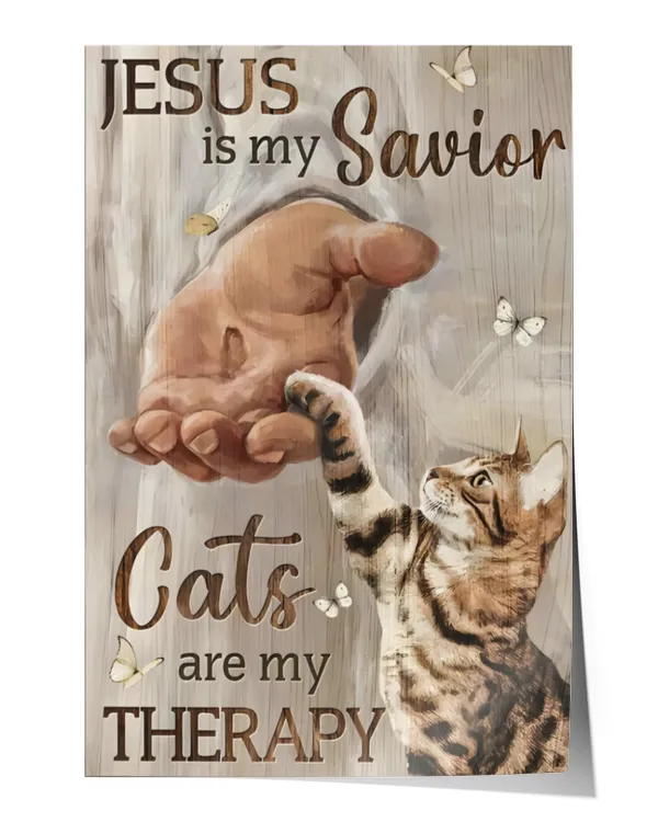 ETTP46 Jesus Is My Savior Cats Are My Therapy