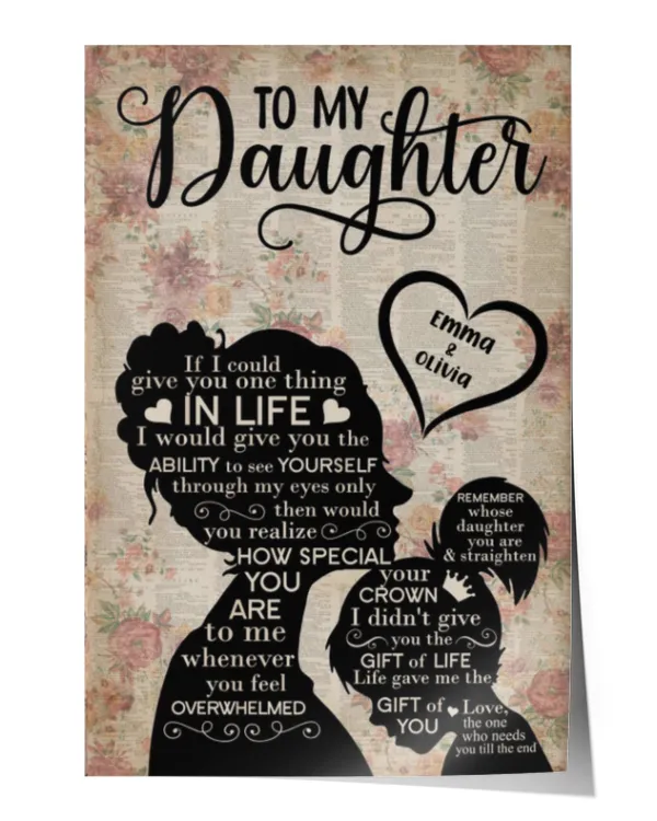 To My Daughter Remember Whose Daughter You Are And Straighten Your Crown, Family Custom Poster, Gift For Daughter, Gift Idea For Daughter