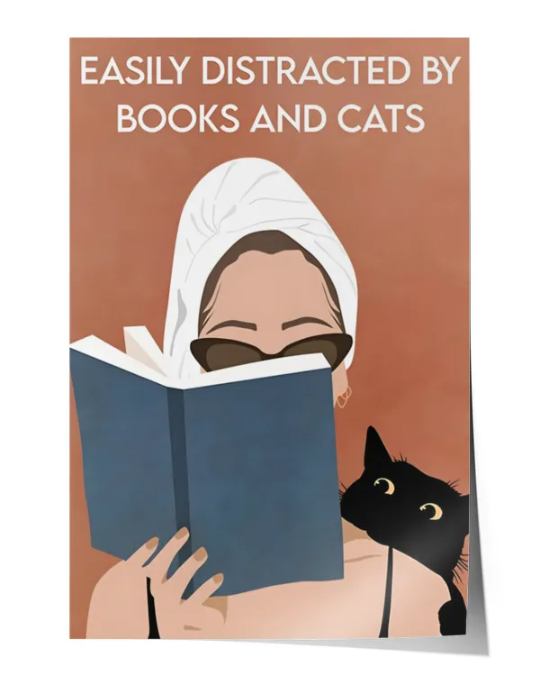 Easily Distracted By Books And Cats