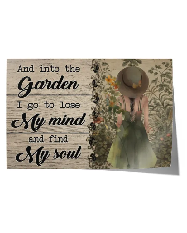 home decor wall posters girl Into The Garden horizontal poster ideal gift