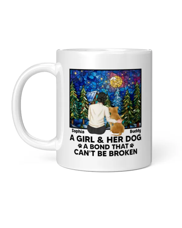 A Girl And Her Dogs - Bond That Can't Be Broken - Personalized Mug, Gift For Dog Loves, Gift Idea For Dog Loves