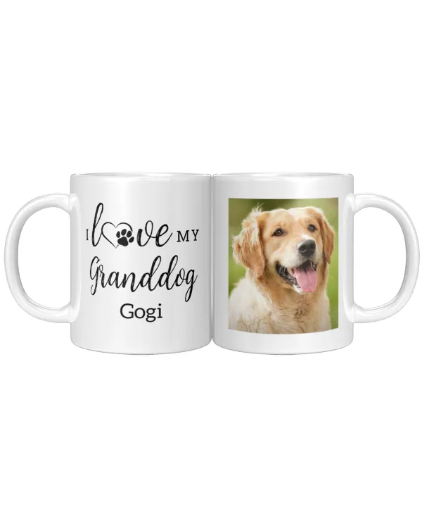 I Love My Granddog Personalized Cute Pet Photo Coffee Mug Gifts for Grandma