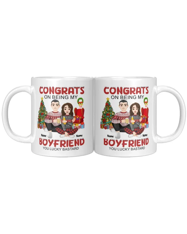 Congrats On Being My Boyfriend You Lucky Bastard Christmas - Personalized Accent Mug, Gifts For Boyfriend, Gifts Idea For Boyfriend