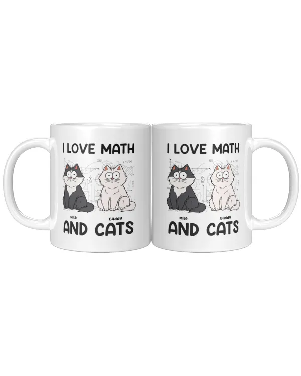 I Love Math And Cats - Personalized Mug, Gift For Cat Loves, Gift Idea For Cat Loves