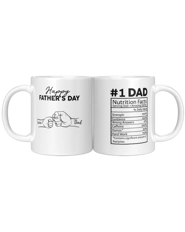 Custom Name Dad Nutrition Facts Hand Bump Happy Father's Day - Personalized Mug, Gifts For Dad, Gifts Idea For Dad, Father's Day Gift