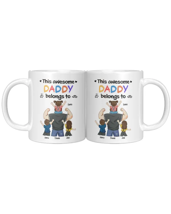 This Awesome Dad Belongs To Us - Personalized Mug, Gifts for Dad, Gift idea for Dad, Father's day gift