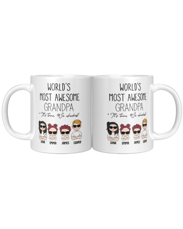 World's Most Awesome Grandpa - Personalized Mug, Gift For Grandpa, Gift Idea For Grandpa