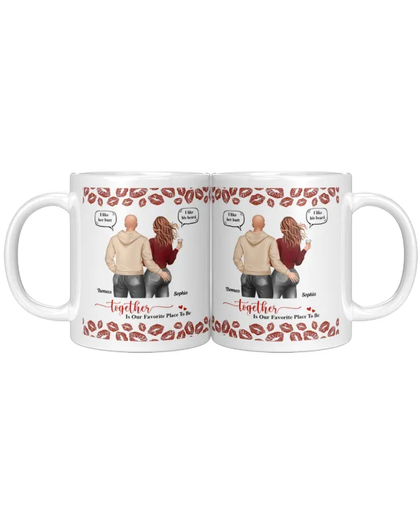 Together Is Our Favorite Place To Be I Like Her Butt - Personalized Accent Mug, Gifts For Boyfriend, Gifts Idea For Boyfriend