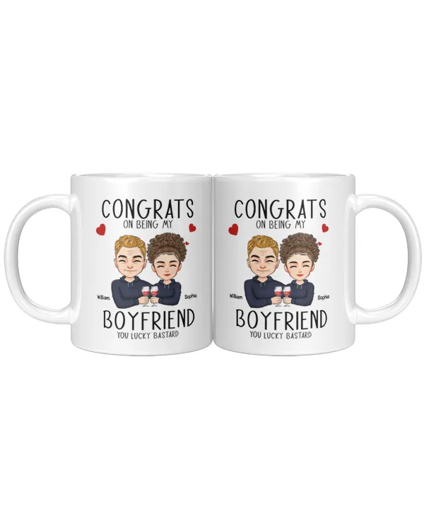 Congrats On Being My Boyfriend - Personalized Mug, Gift For Boyfriend, Gift Idea For Boyfriend