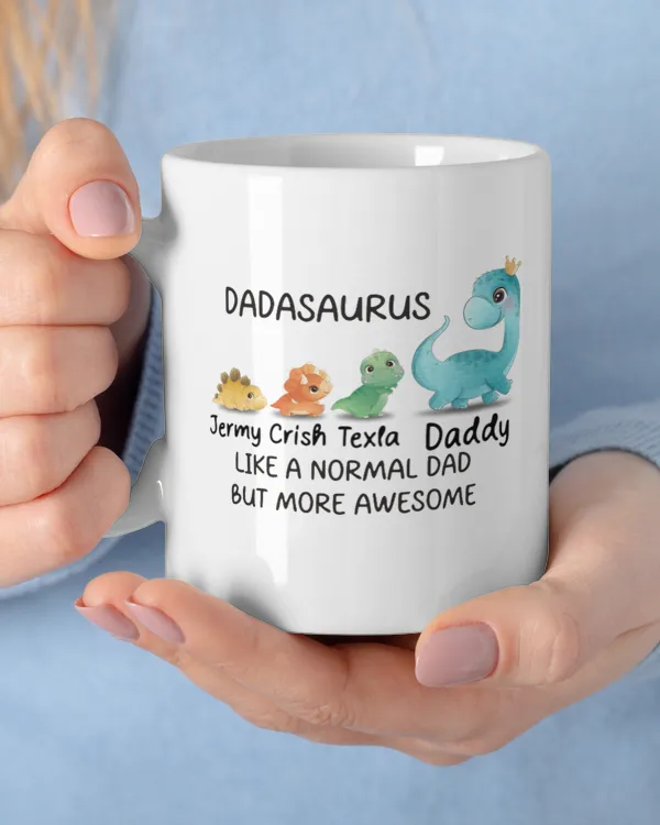 Dadasaurus Like A Normal Dad But More Awesome, Personalized Mug, Gift for Dad, Father's Day Gift, Funny Dinosaur Mug, Mug For Dad, Butt Mug