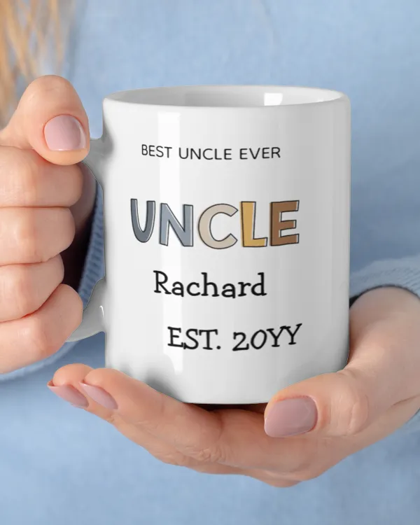 Personalized Uncle Gift Best Uncle Ever Cute Two-Tone Coffee Mug, Gifts For Uncle