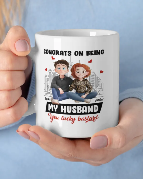 New Version Funny Couple Congrats On Being My Husband - Personalized Mug, Gift For Husband, Gift Idea For Husband
