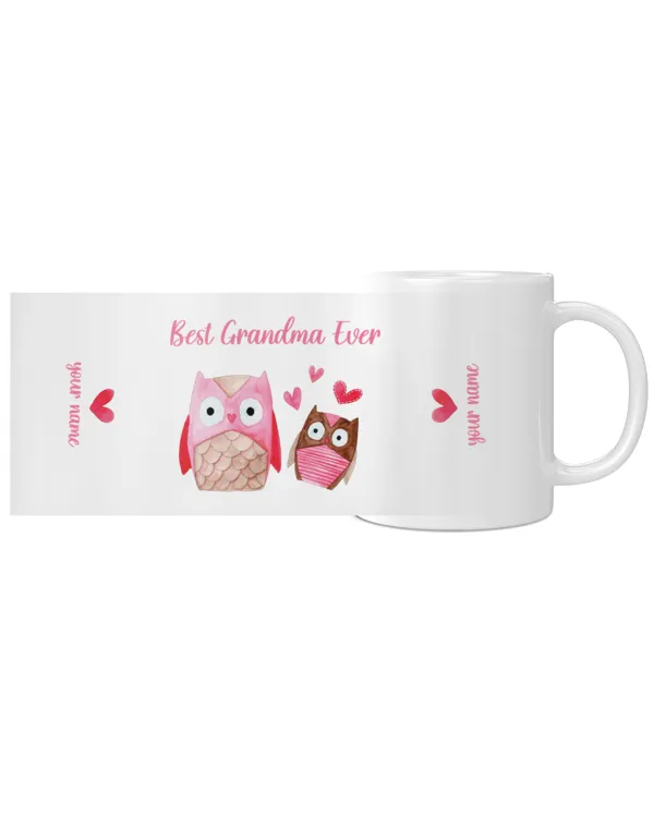 Personalize Name Best Grandma Ever Cute Owls Personalized Pink Coffee Mug, Gifts For Grandma, Gifts Idea For Grandma