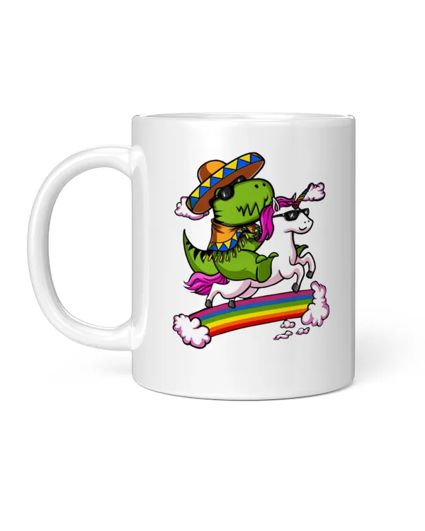 Funny Dinosaur Riding On Unicorn Back Front Is Rainbow, A Short Story Everyday, Gift for Dad, Father's Day Gift, Birthday Gift Funny Dinosaur Mug, Mug For Dad