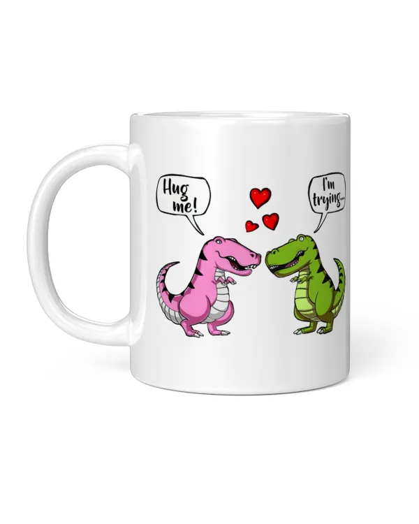 Hug Me! I'm Trying..., A Short Story Everyday, Gift for Dad, Father's Day Gift, Birthday Gift Funny Dinosaur Mug, Mug For Dad