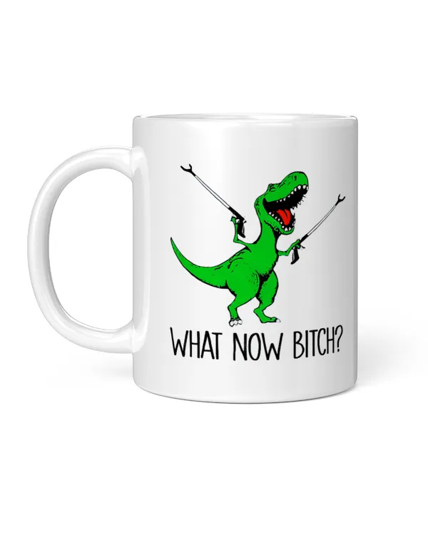 What Now Bitch.... A Short Story Everyday, Gift for Dad, Father's Day Gift, Birthday Gift Funny Dinosaur Mug, Mug For Dad