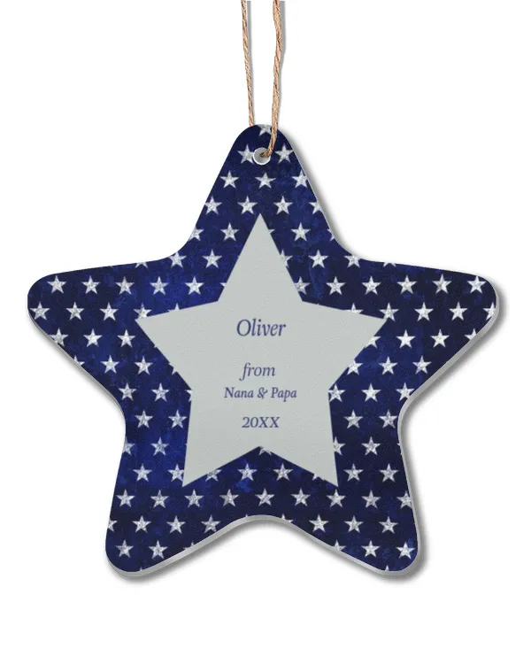 Grandson Star Pattern Keepsake Ceramic Ornament, Gift For Grandson, Gift Idea For Grandson