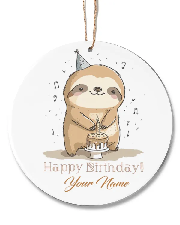 Sloth Hiking Team -Themed Birthday Ornament