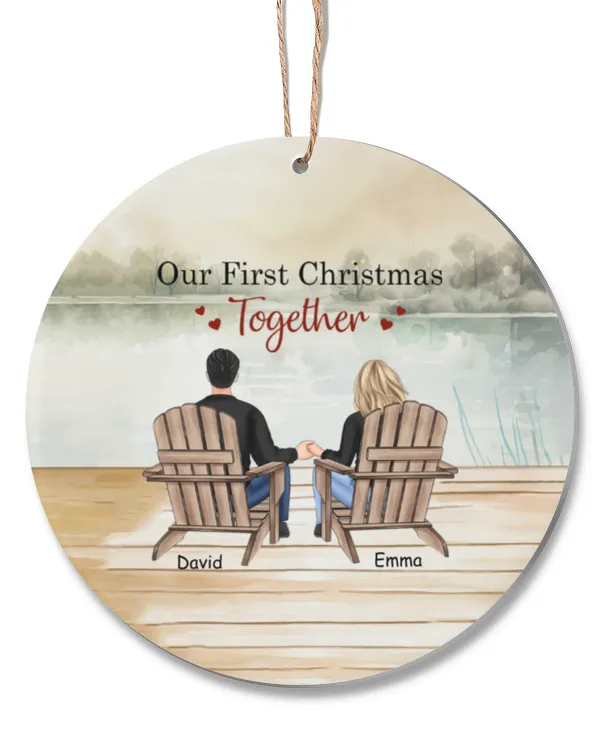 Happy Couple Our First Christmas Together - Personalized Ceramic Ornament, Gift For Husband, Gift Idea For Husband
