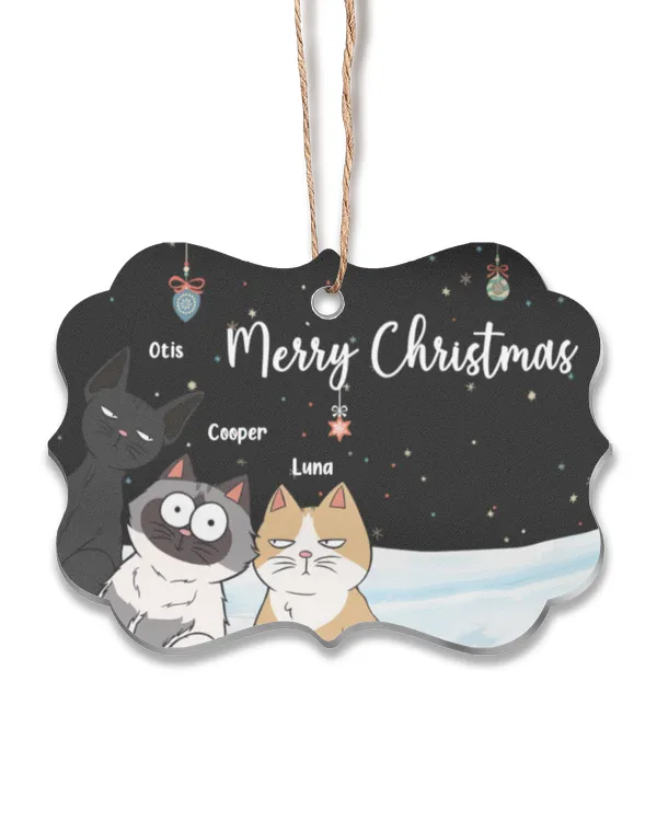 Meowy Woofmas - Personalized Acrylic Ornament, Gift For Cat Loves, Gift Idea For Cat Loves