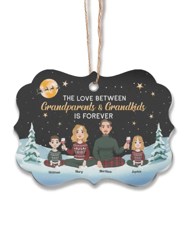 The Love Between Grandparents And Grandkids Ornament - Personalized Acrylic Ornament, Gift For Grandpa, Gift Idea For Grandpa
