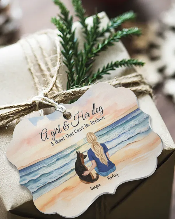 A Girl & Her Dog A Bond That Can't Be Broken - Personalized Acrylic Ornament, Gifts For Dog Lovers, Gifts Idea For Dog Lovers