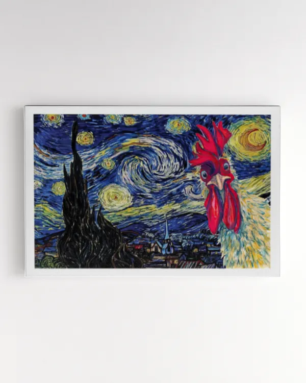 Chicken Starry Night Art Print